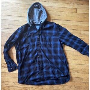 The Foundry Mens Big & Tall Red Plaid Hooded Flannel Shirt 2XLT‎